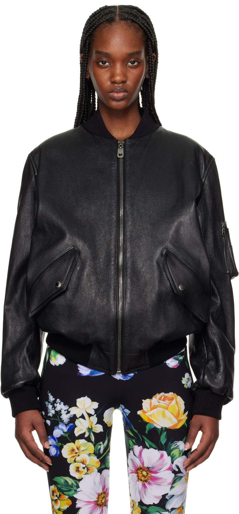 Bomber-takki Dolce & Gabbana Dolce&Gabbana Nappa Leather Bomber Jacket Musta | F9S37L HULQJ