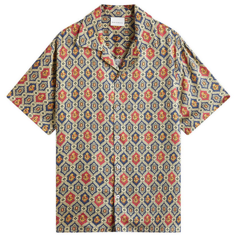 Paita Drôle de Monsieur Tile Print Vacation Shirt Sininen | F-SH198-VI015-NY