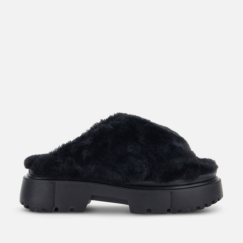 Tennarit ja kengät Hogan Hogan H644 Chunky Faux Fur Mule Musta | HXW6440FC303H6B999