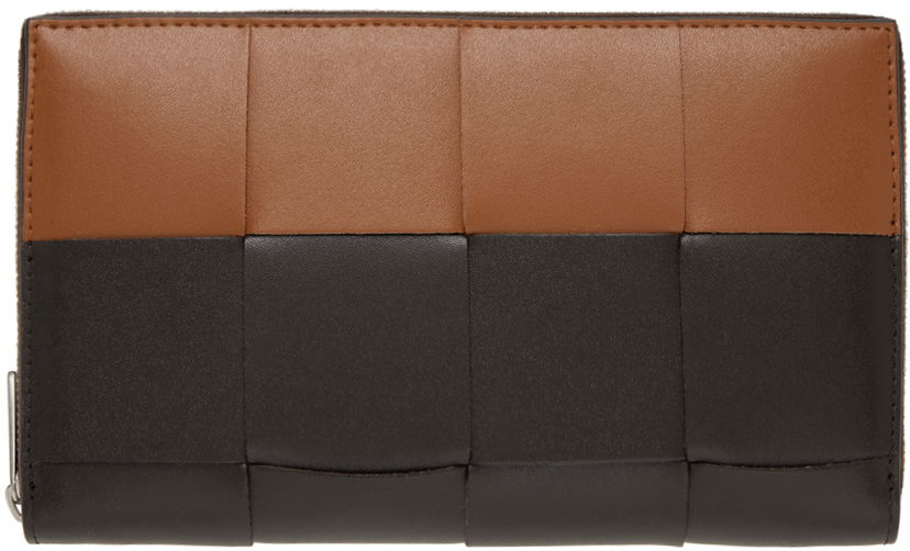 Lompakko Bottega Veneta Brown & Tan Cassette Zip Around Wallet Ruskea | 748054V4HD3