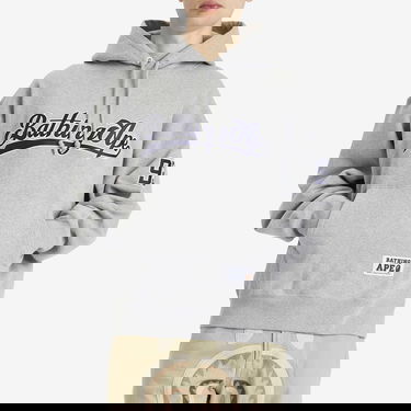 Huppari BAPE Bathing Ape Baseball Logo Relaxed Fit Pullover Hoodie Harmaa | 001PPL301004M-GRY, 2