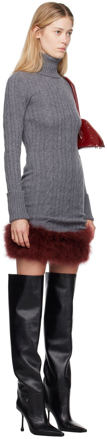 Mekko Blumarine Blumarine Turtleneck Dress With Fur Harmaa | A422A505A, 1