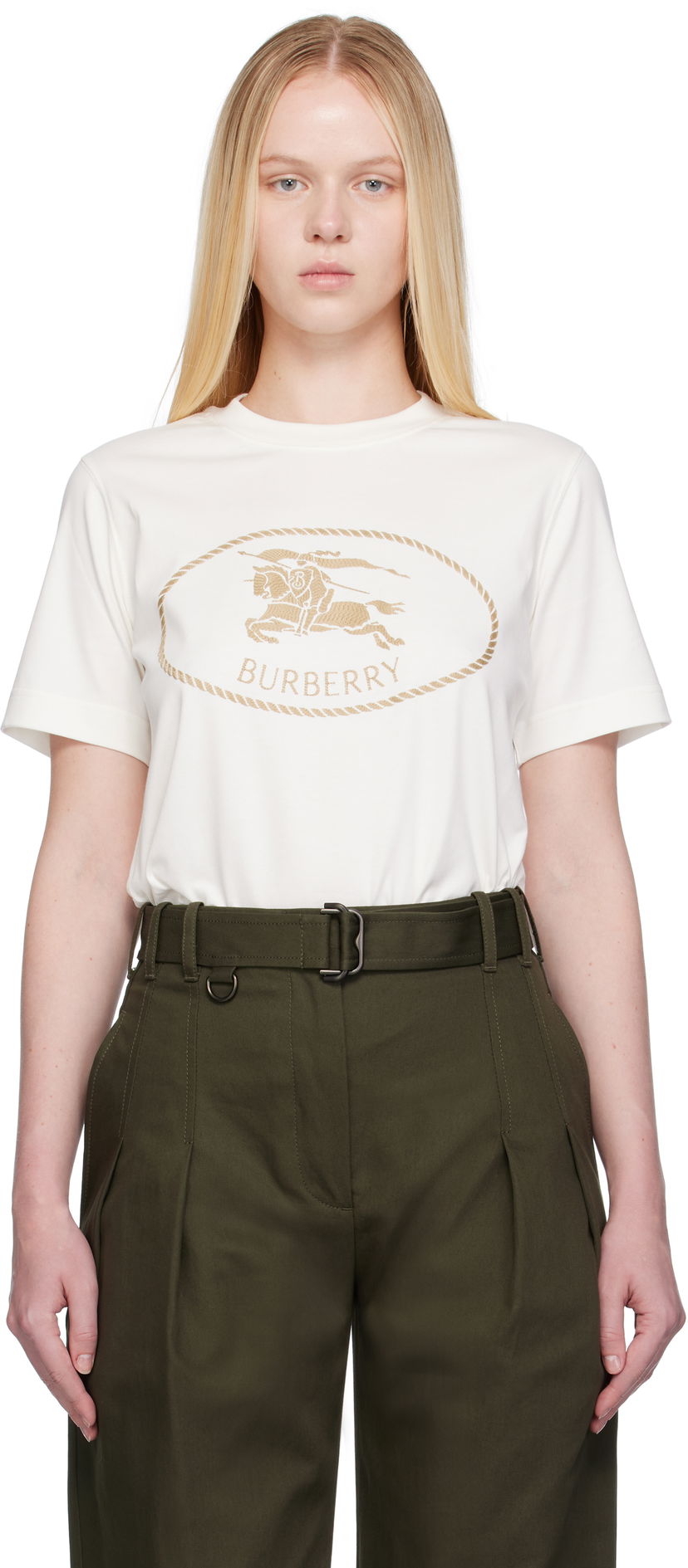 T-paita Burberry Burberry Knight Stamp Cotton T-Shirt Valkoinen | 8109817