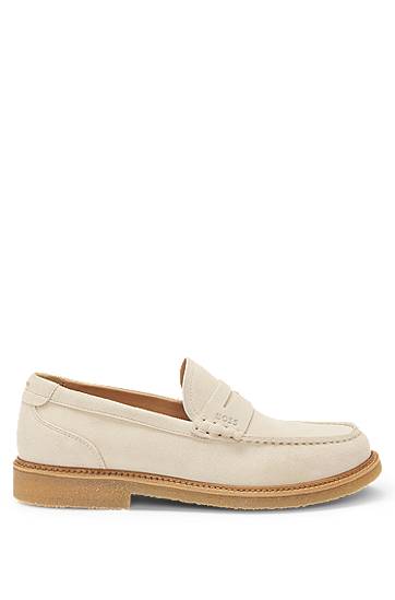 Asusteet BOSS Suede Moccasins with Crepe Outsole Beige | 50541772, 1