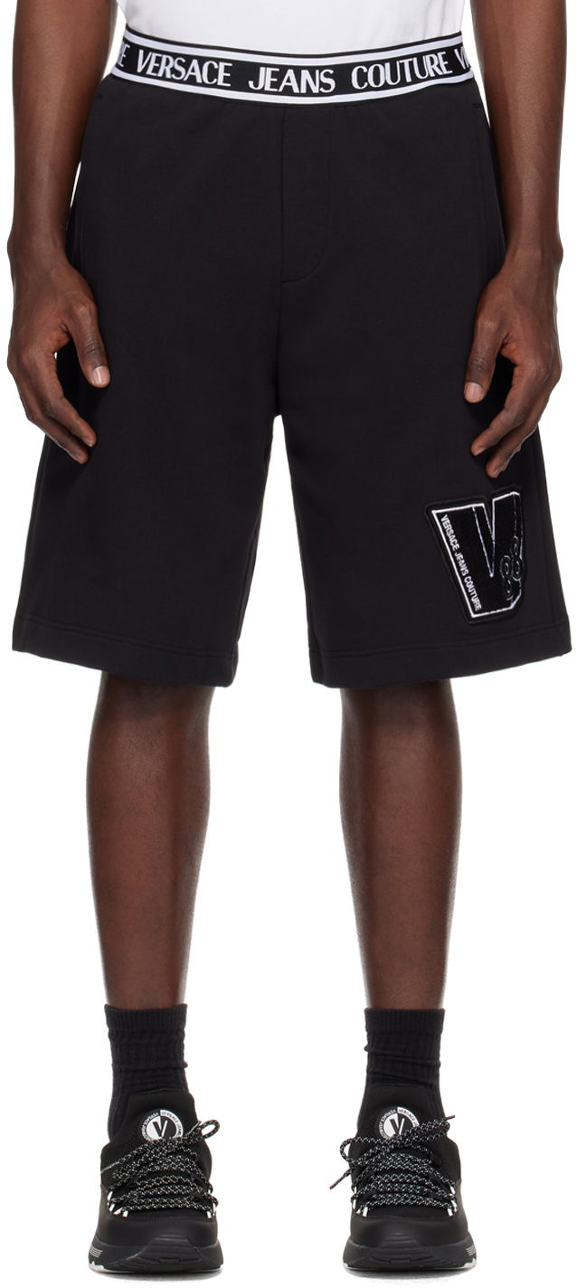 Shortsit Versace Couture Black V-Patch Shorts Musta | E76GADG04_ECF01G