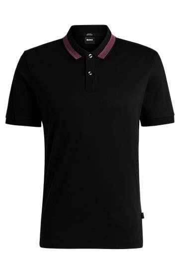 Poolopaita BOSS BOSS Slim Fit Polo Shirt with Collar Stripe Musta | 50531791
