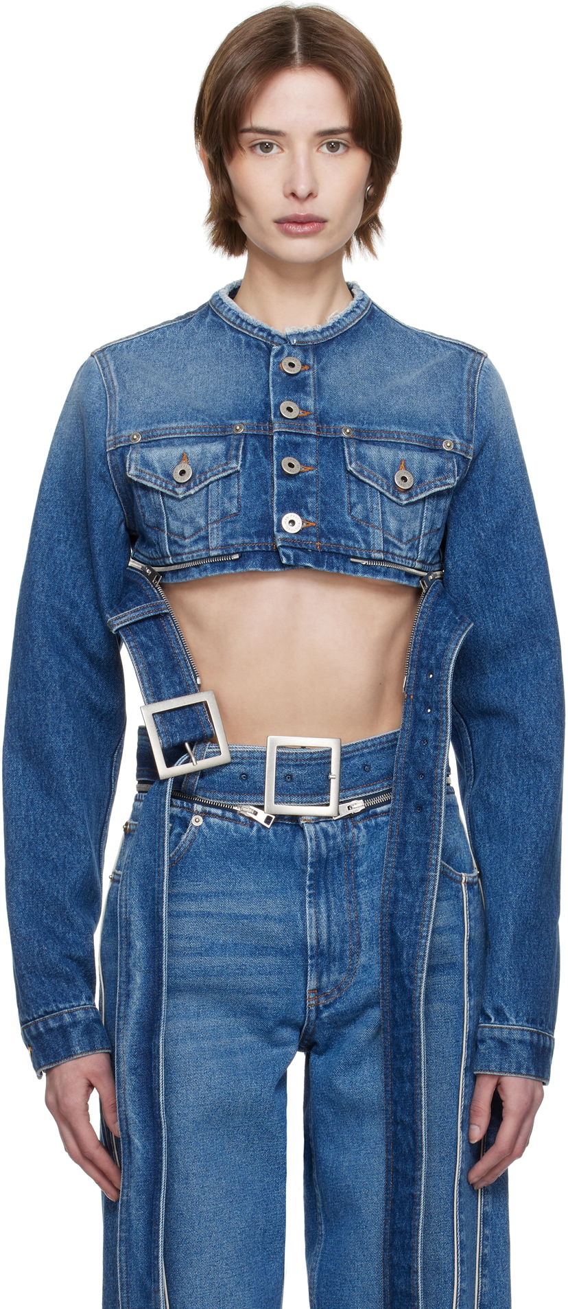 Liivi Jean Paul Gaultier Jean Paul Gaultier 'The Belted' Cropped Denim Jacket Sininen | 25/33-F-VE088-D013-57