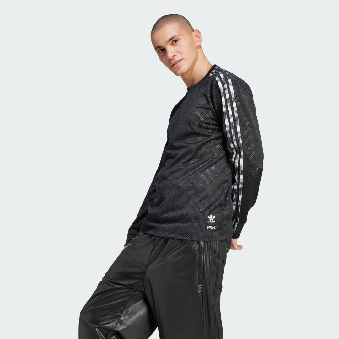 T-paita adidas Performance Pride Mesh 3-Stripes Long Sleeve Musta | IZ4893, 0