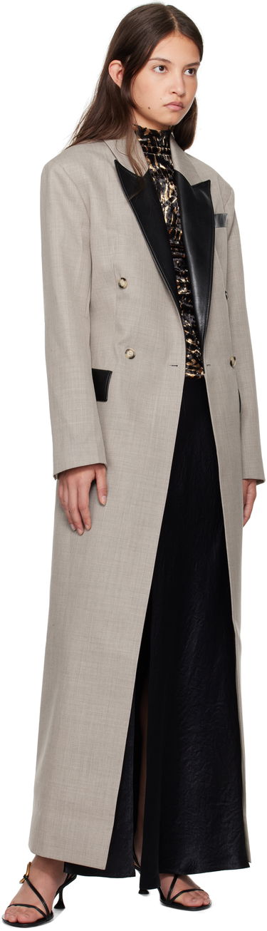 Takit Nanushka Nanushka Ferris Double-Breasted Long Coat Harmaa | NW24FWOW36970, 3