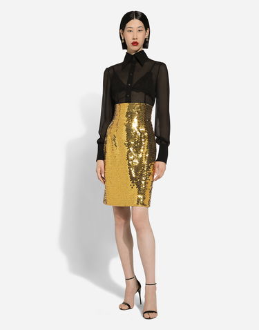 Hame Dolce & Gabbana High-waisted Sequined Midi Skirt Keltainen | F4CRETHLMYDA0893, 1