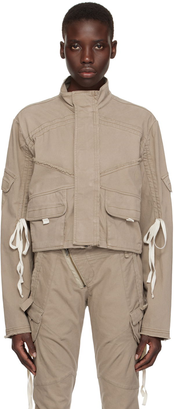 Takki Ottolinger Ottolinger Drawstring Crop Jacket Beige | 0904001