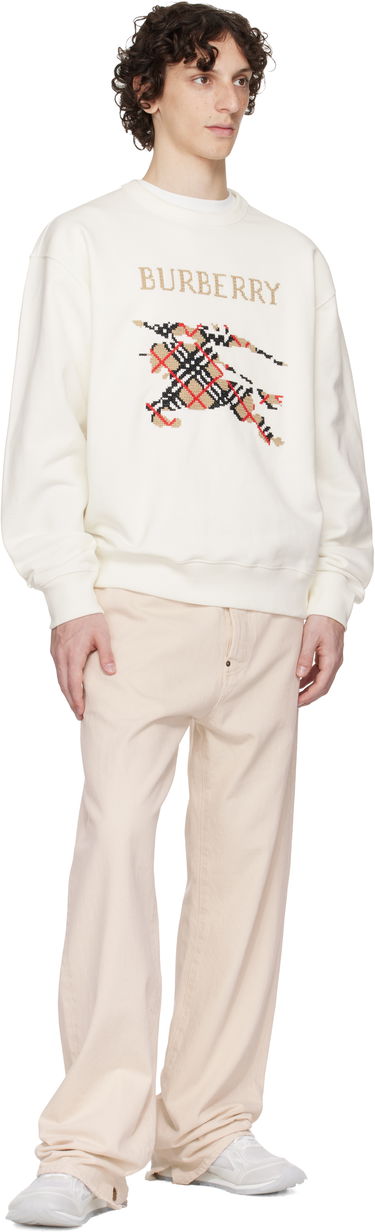 Huppari Burberry Burberry Intarsia EKD Sweatshirt Valkoinen | 8110547, 3