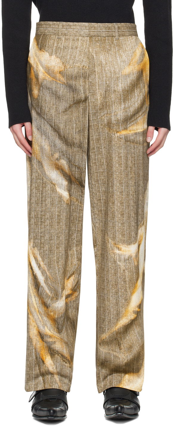 Housut Y/PROJECT Printed Trousers Beige | 201PA002