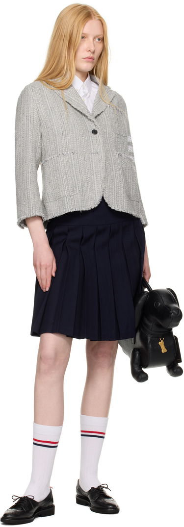 Takki Thom Browne Thom Browne Tweed Fray 4-Bar Cropped Sack Blazer Harmaa | FBC788T-F0512, 3