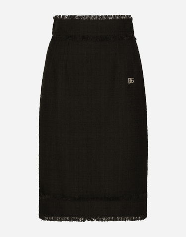 Hame Dolce & Gabbana Tweed Midi Skirt With Logo Musta | F4CTCTFMTACN0000, 0