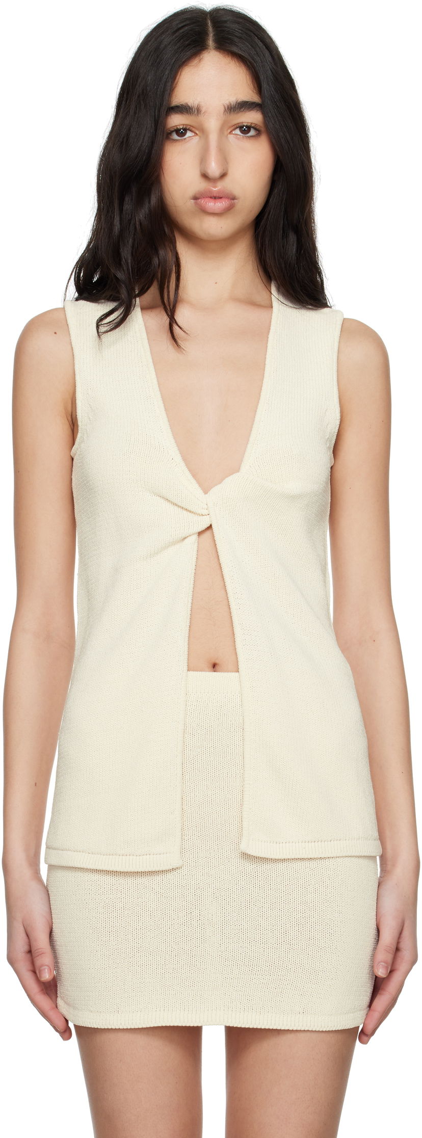 Hame BEC + BRIDGE BEC + BRIDGE Milla Twist Knit Tank Top Beige | A25-21701