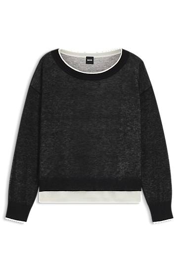 Villapaita BOSS Knitted sweater with layered design Musta | 50542875, 0