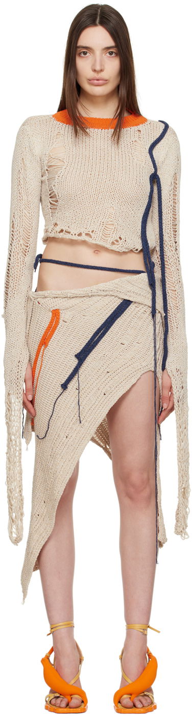 Hame Ottolinger Ottolinger Distressed Knit Top Beige | 705101