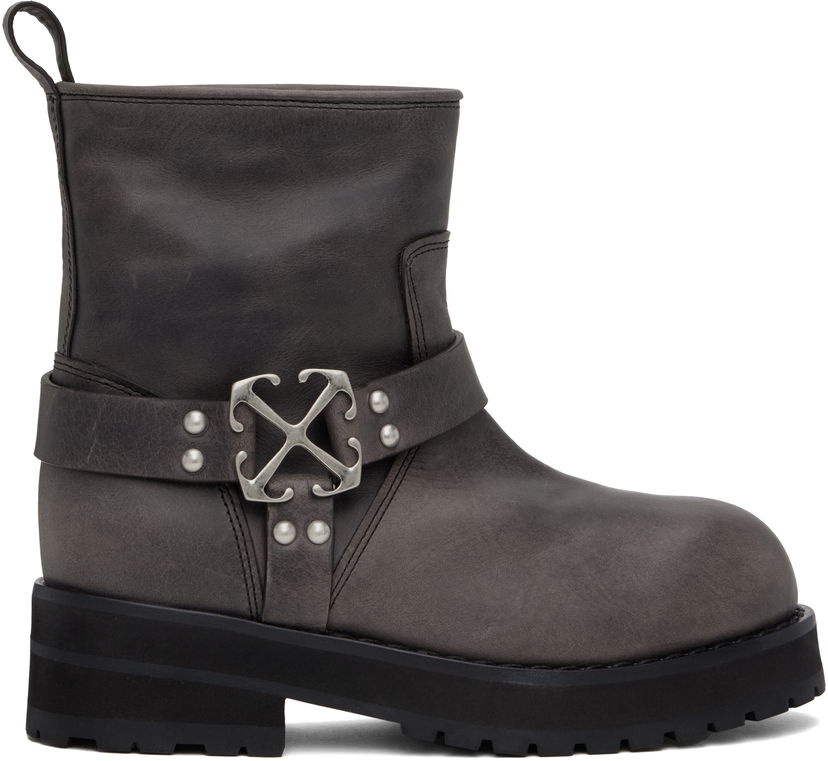 Vaatteet Off-White Off-White Off Track Leather Boots Harmaa | OWID057F24LEA0010772