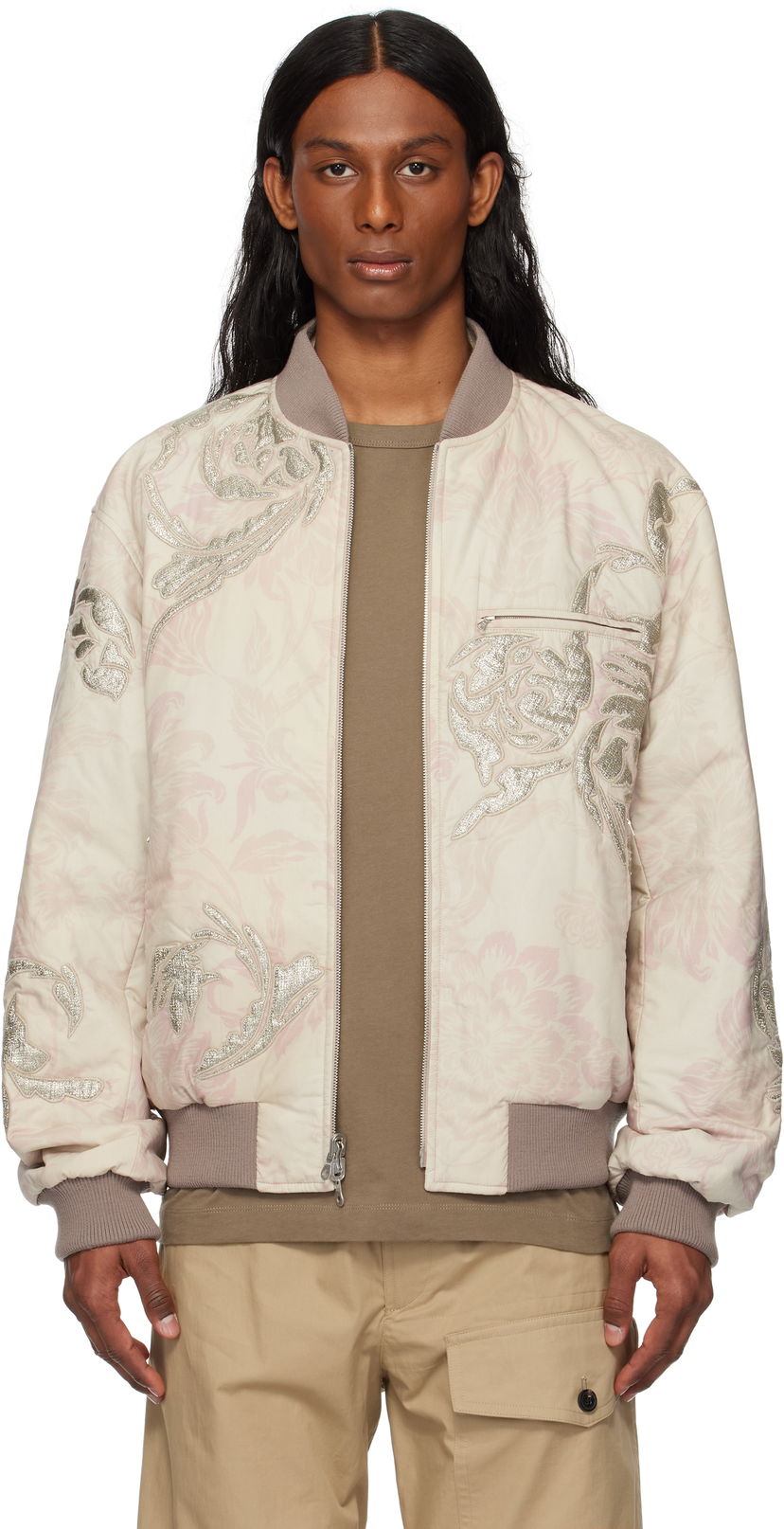 Bomber-takki Dries Van Noten Dries Van Noten Floral Reversible Bomber Jacket Vaaleanpunainen | 251-080539-1002
