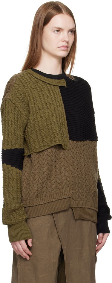 Villapaita Andersson Bell Andersson Bell Patchwork Asymmetric Crewneck Sweater Ruskea | atb1330m, 4