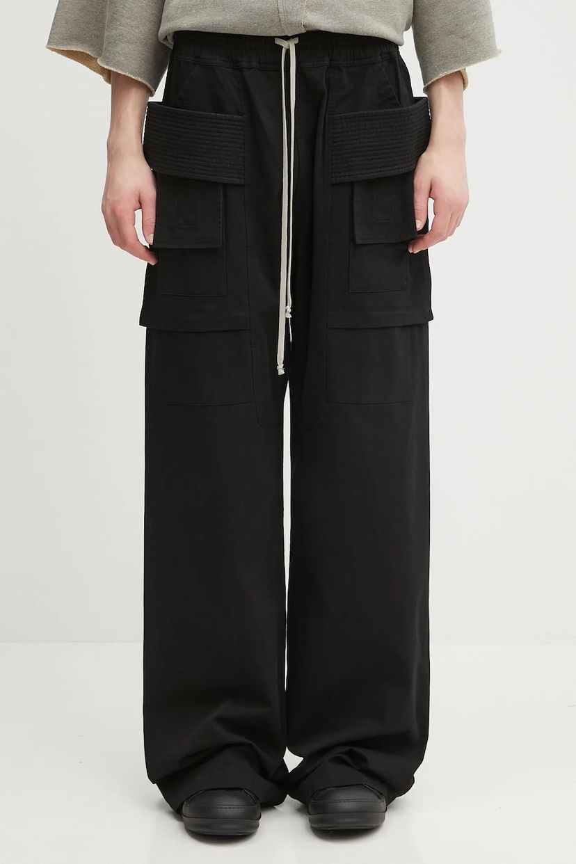 Cargo housut Rick Owens Rick Owens DRKSHDW Creatch Wide Cargo Drawstring Cotton Pants Musta | DU02E7394.TW