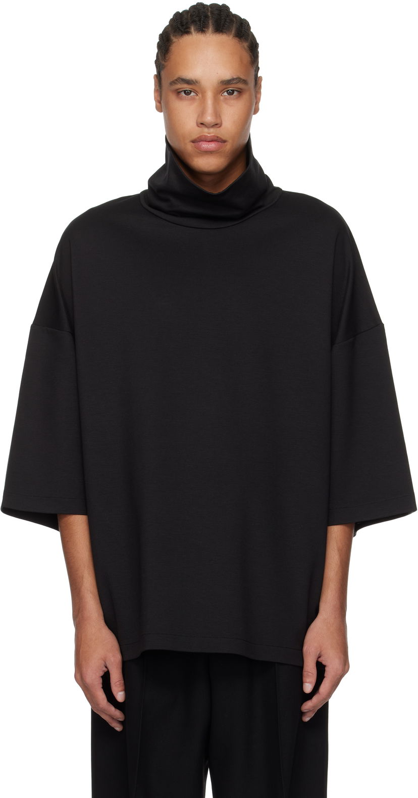 Villapaita Fear of God Fear of God High Neck Short Sleeve Sweatshirt Musta | FGE250-519VIS