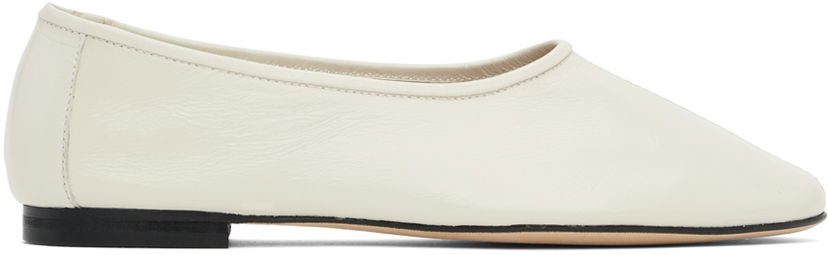 Tennarit ja kengät BY FAR Prudence Creased Ballerina Flats Valkoinen | MWFFC005LL002WH020PL