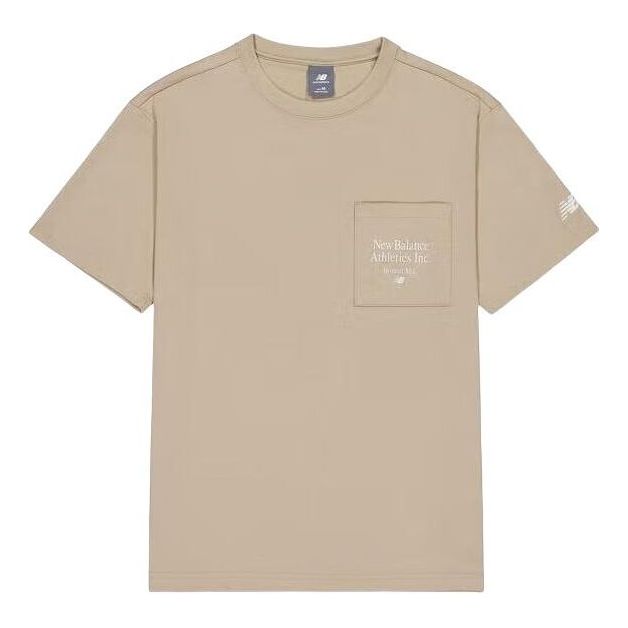 T-paita New Balance Essentials Athletic Club Pocket T-Shirt Beige | AMT42316-SOT