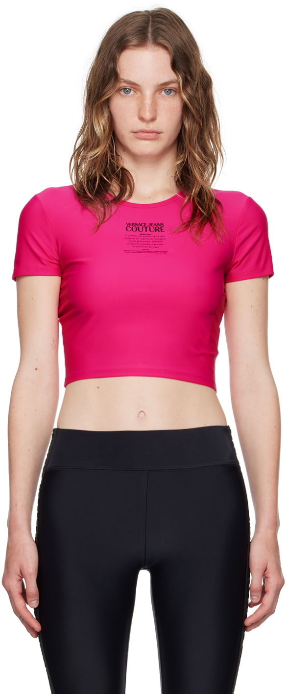 T-paita Versace Jeans Couture Pink Printed Logo T-Shirt Vaaleanpunainen | E77HAH602_EJ0148