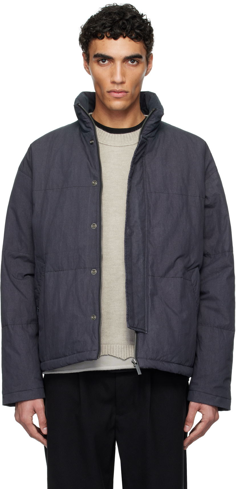 Puffer takki izzue Izzue Indigo-Dyed Down Jacket Tummansininen | IZXDND7101F4NCCX