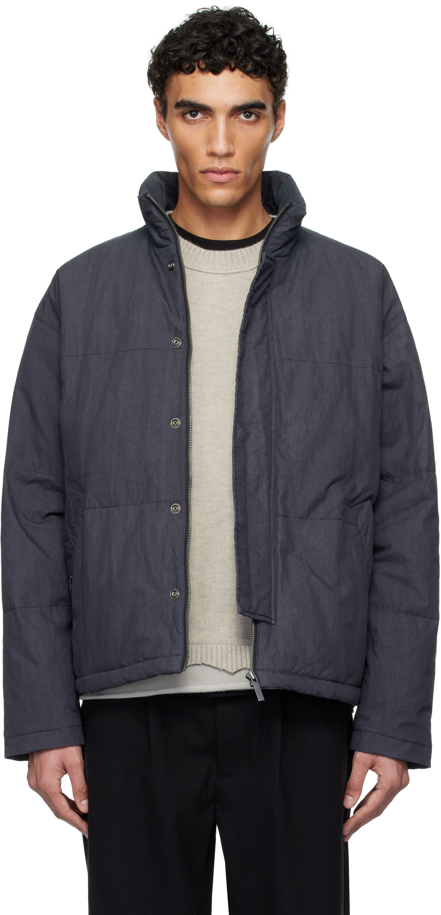 Puffer takki izzue Izzue Indigo-Dyed Down Jacket Tummansininen | IZXDND7101F4NCCX, 0