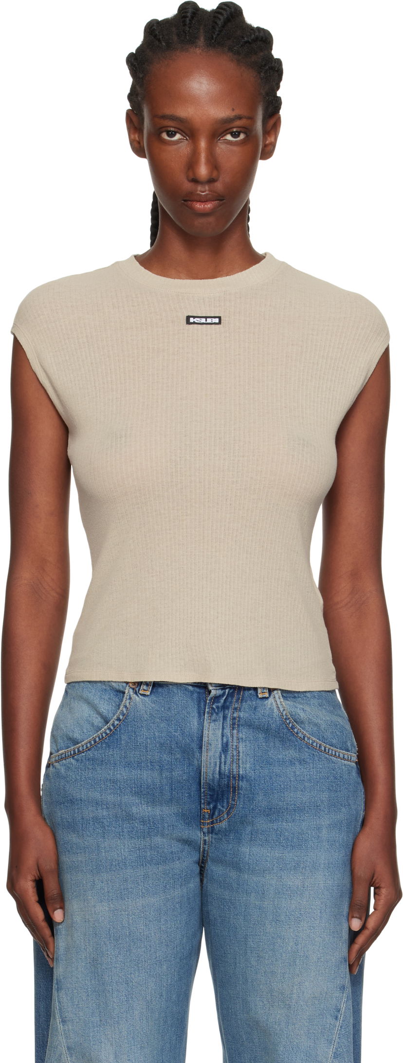 T-paita Ksubi Ksubi Staple Short Sleeve T-Shirt Beige | WPF25TE014