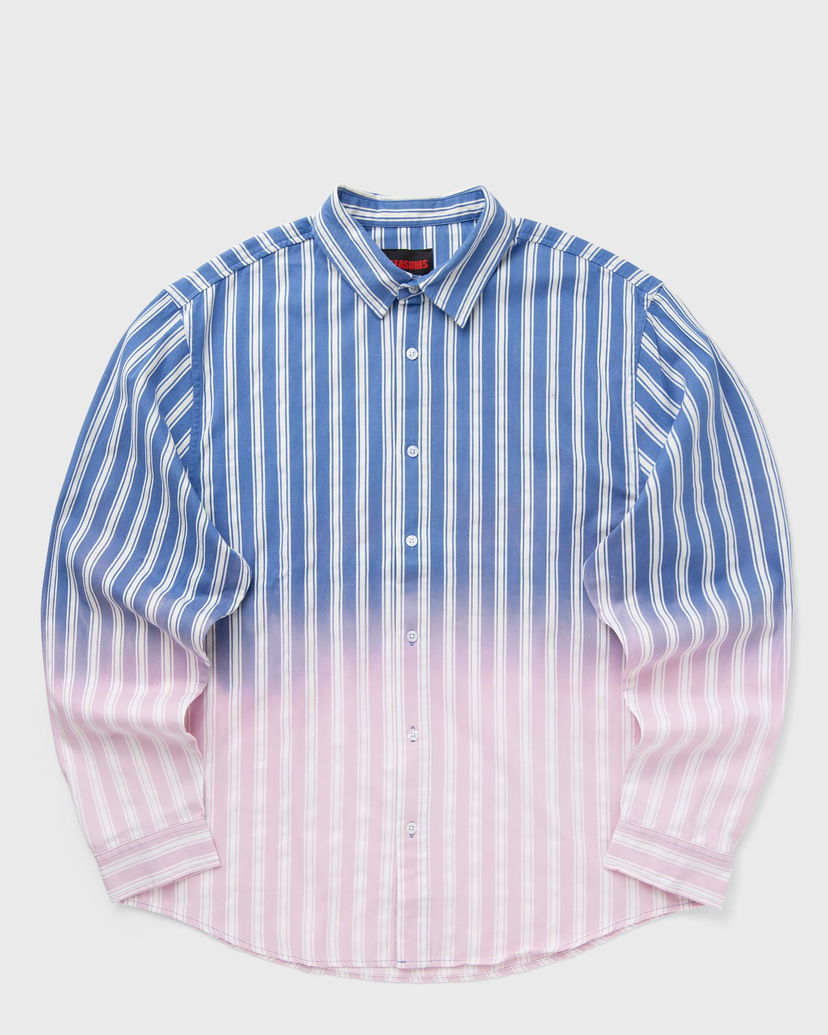 Paita Pleasures Men's Striped Dip Dye Button-Down Shirt Sininen | P25SP020-BLUE