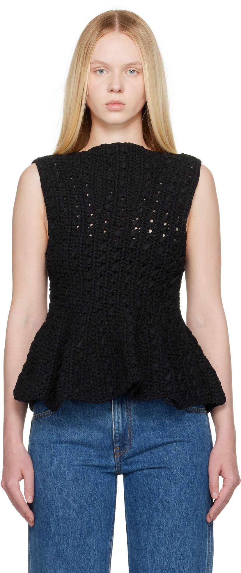 Tankkitoppi Khaite Khaite Yuka Peplum Knit Top Musta | 18006130