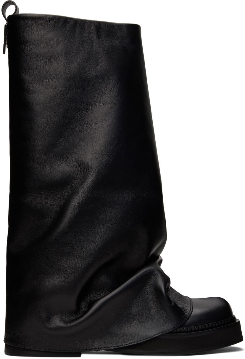 Vaatteet The Attico Attico Robin Slouch Leather Combat Boots Musta | 241WS798 L019