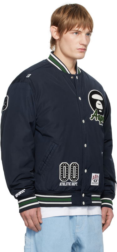 Bomber-takki AAPE by A Bathing Ape AAPE By A Bathing Ape Moonface Logo Varsity Jacket Tummansininen | AAPJKM7676XXNNYD, 1