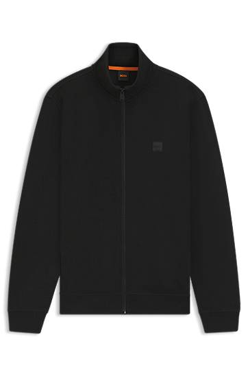 Villapaita BOSS Cotton Terry Zip-Up Jacket with Logo Badge Musta | 50511709