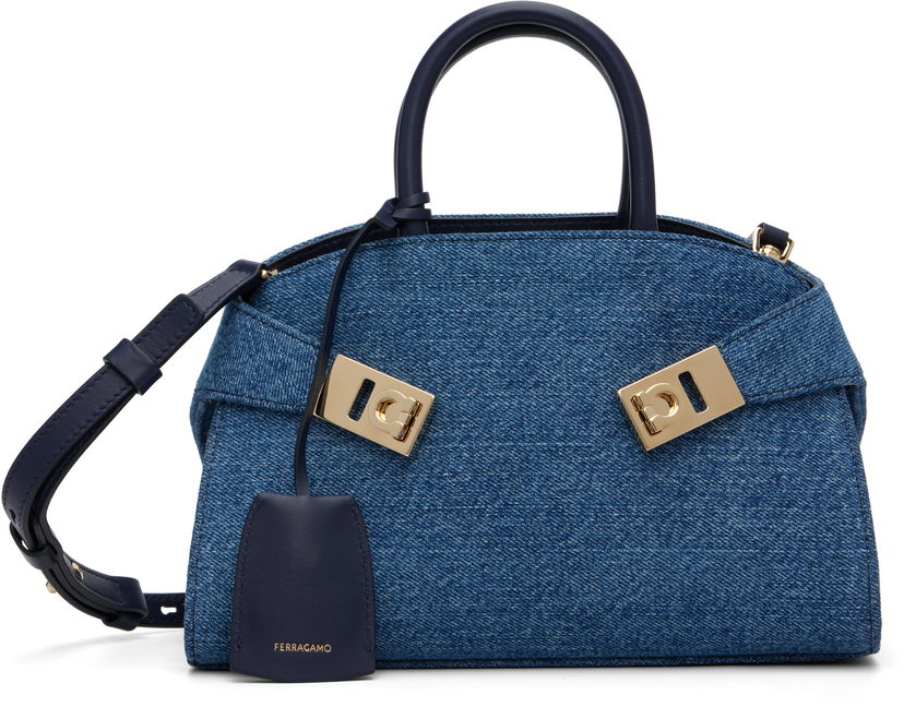 Käsilaukku FERRAGAMO Ferragamo XS Hug Denim Top Handle Bag Sininen | 783820