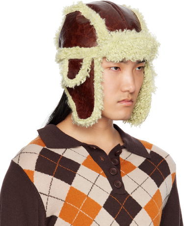 Takki Anna Sui Anna Sui Curly Aviator Faux-Leather Hat Ruskea | 824A90, 3