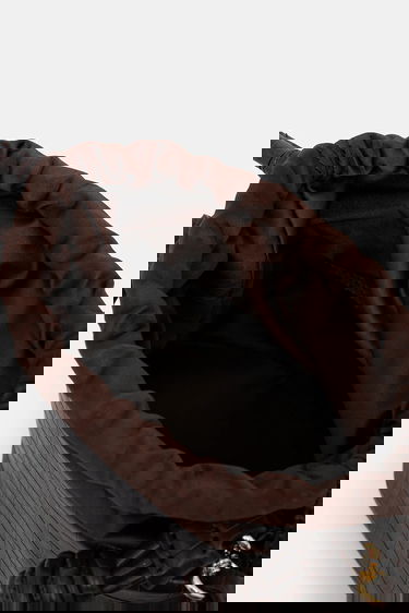 Käsilaukku GANNI Bou Braided Handle Crocodile-Embossed Drawstring Bucket Bag Ruskea | A6697, 4