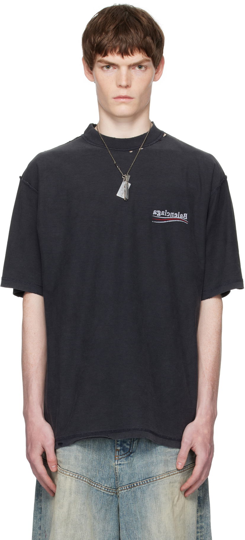 T-paita Balenciaga Balenciaga Political Campaign Inside-Out T-Shirt Musta | 830247TSVF39668
