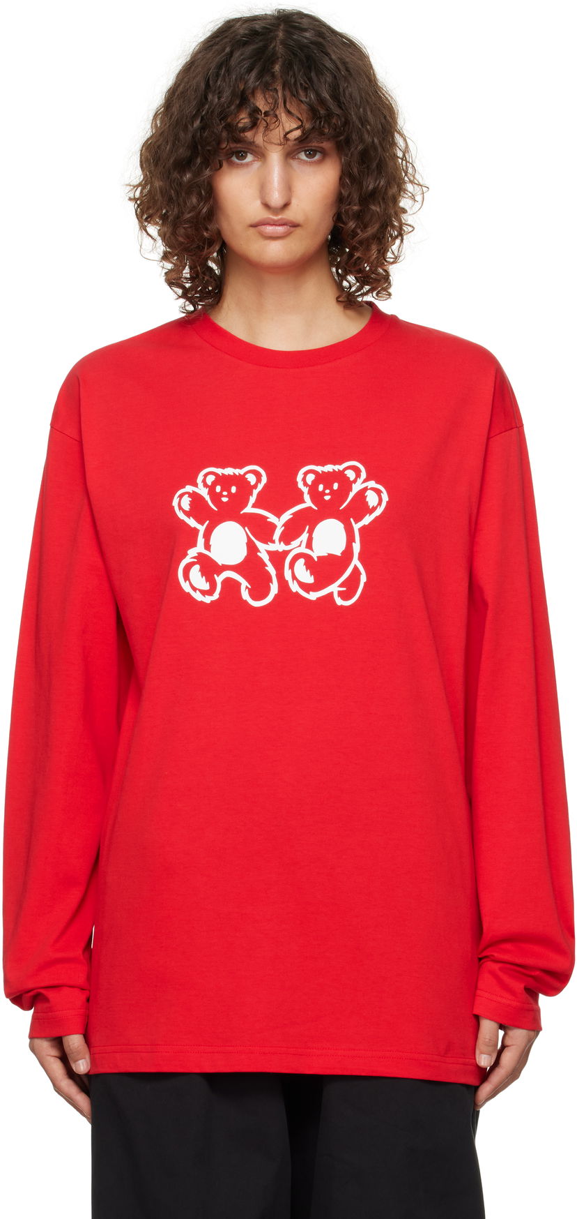 T-paita We11done We11done Teddy Twins Long Sleeve T-Shirt Punainen | WD-TT3-24-750-U-RD
