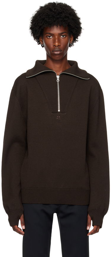 Villapaita Courrèges Wool Quarter-Zip Sweater Ruskea | 324MPU171FI0036, 0