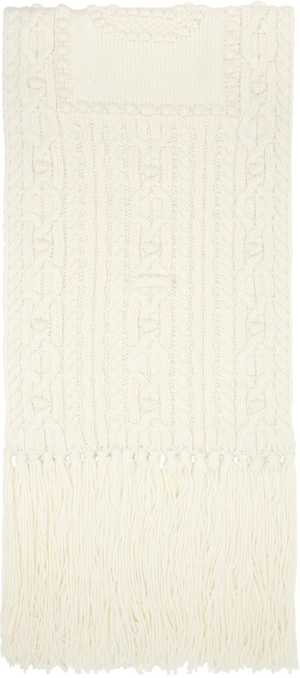 Villapaita Jean Paul Gaultier Knitted Scarf With Fringe Valkoinen | 24/31-U-EC050-M080-64