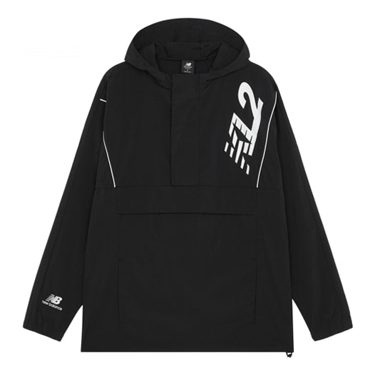 Tuulitakki New Balance Embroidered Logo Half Zipper Track Jacket Musta | MJ13580-BK