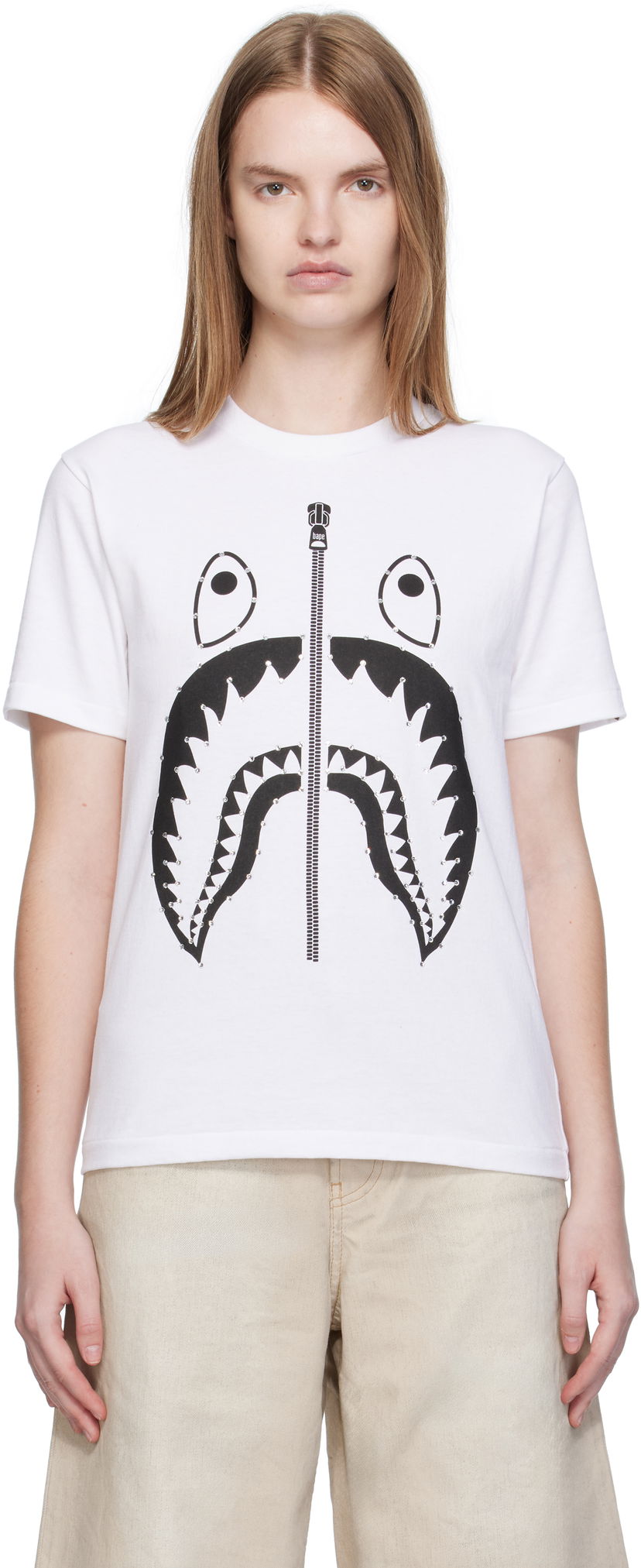 T-paita BAPE Crystal Stone Shark Graphic T-Shirt Valkoinen | 001TEL302065L