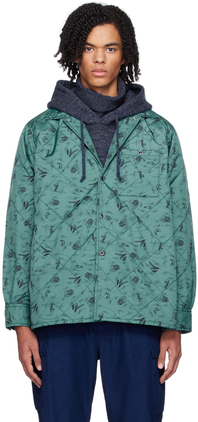 Takki BEAMS BEAMS PLUS Quilted Fishing Print Jacket Vihreä | 38180380139