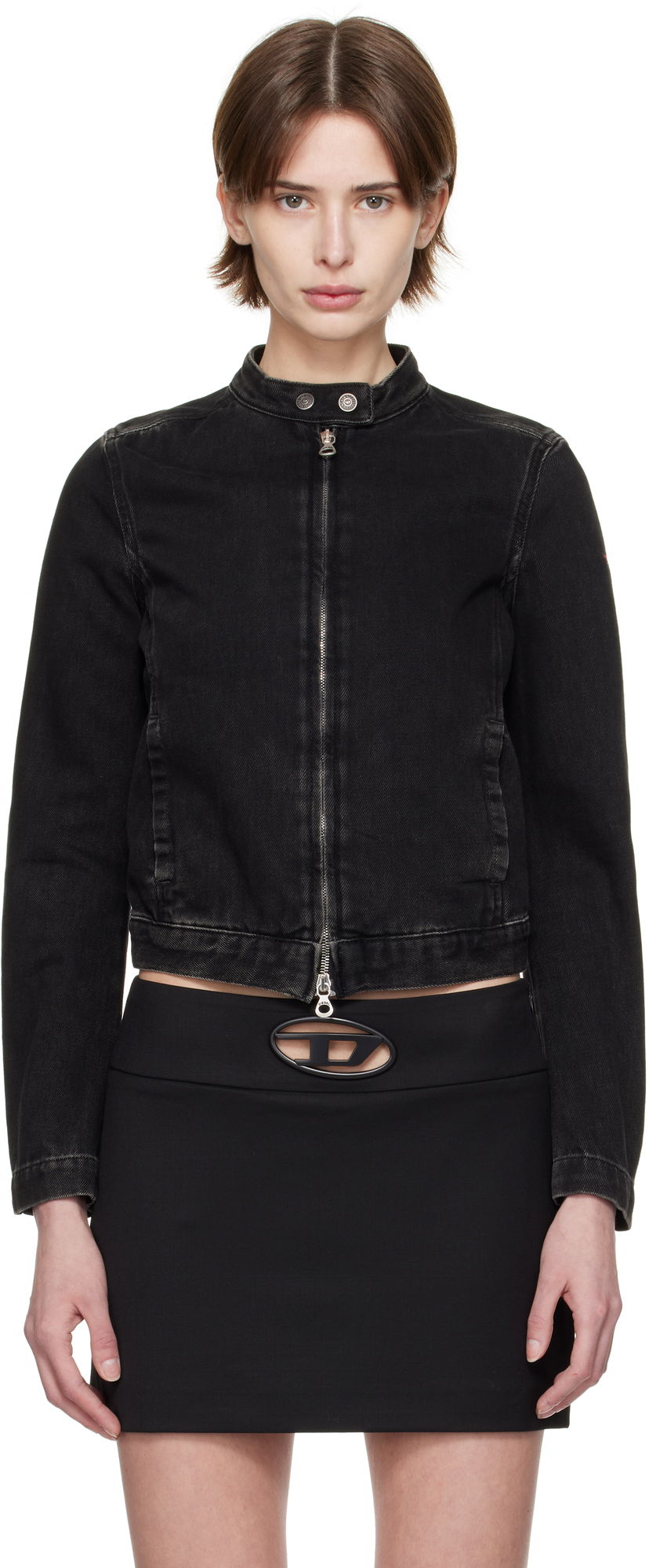 Takki Diesel Diesel De-Morning Cropped Denim Jacket Musta | A13434 09I35
