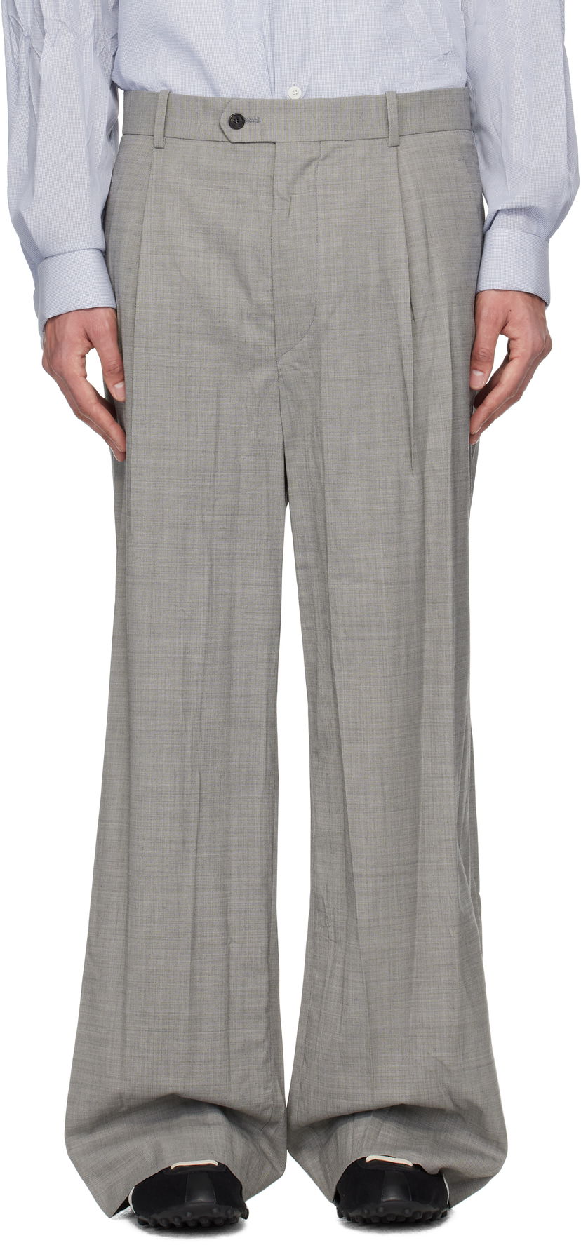 Housut HED MAYNER Hed Mayner Crinkled Trousers Harmaa | HMMA30031A-HA150